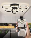 SEABLE Modern LED Ceiling Light 31.8" Dimmable Black Flush Mount Ceiling Light with Remote 7 Rings 130W 3000K-6500K Ceiling Lamp for Living Room,Bedroom,Kitchen