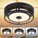 Yolsunes 12IN Motion Sensor LED Ceiling Light, Modern Flush Mount Ceiling Light Fixtures, 3CCT 3000-5000K Dusk to Dawn Motion Sensor Outdoor Lights Waterproof for Porch Entryway Garage, Black