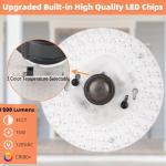 Yolsunes 12IN Motion Sensor LED Ceiling Light, Modern Flush Mount Ceiling Light Fixtures, 3CCT 3000-5000K Dusk to Dawn Motion Sensor Outdoor Lights Waterproof for Porch Entryway Garage, Black