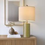 G-SAFAVA 20.25" Small Single Table Lamp for Bedroom Modern Ceramic Nightstand Lamp Farmhouse Bedside Lamp Boho Living Room End Side Table Lamp, Green