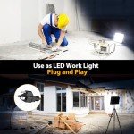 Onforu 100W Flood Lights Outdoor, 9000lm Bright LED Work Light with Plug, 6500K Daylight White LED Flood Lighting, IP66 Waterproof Security Lights Yard Lights for Yard Garage Stadium 2 Pack