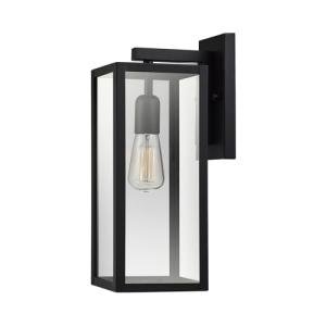 GLOBE Electric 44176 1-Light Outdoor/Indoor Wall Sconce, Matte Black Finish, Clear Glass Shade, Weather-Resistant Modern Exterior Light