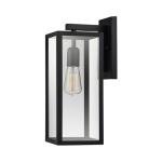 GLOBE Electric 44176 1-Light Outdoor/Indoor Wall Sconce, Matte Black Finish, Clear Glass Shade, Weather-Resistant Modern Exterior Light
