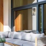 GLOBE Electric 44176 1-Light Outdoor/Indoor Wall Sconce, Matte Black Finish, Clear Glass Shade, Weather-Resistant Modern Exterior Light