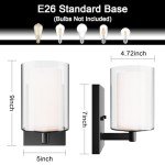 Wall Sconces Set of 2 Modern Vanity Lights with Double Clear Glass Shade Matte Black Indoor Farmhouse Wall Lights for Bathroom Living Room Bedroom Hallway Bulb E26 Base (Bulbs Not Included)