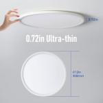 YELIOLED 6 Pack 12 Inch Slim Dimmable LED Flush Mount Ceiling Light Fixtures, 24W 2640LM 3000K/4000K/5000K, House Upgrade Led Lights for Bedroom Hallway Laundry Room Rental Units, 240W Equiv., Black