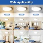 YELIOLED 6 Pack 12 Inch Slim Dimmable LED Flush Mount Ceiling Light Fixtures, 24W 2640LM 3000K/4000K/5000K, House Upgrade Led Lights for Bedroom Hallway Laundry Room Rental Units, 240W Equiv., Black
