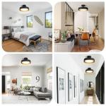 SunRider Semi Flush Mount Ceiling Lights, 12 Inch 25W LED Ceiling Light Fixture Black for Hallway Kitchen, Gold Inside, 5000K Daylight White, Dimmable