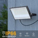 Onforu 100W Flood Lights Outdoor, 9000lm Bright LED Work Light with Plug, 6500K Daylight White LED Flood Lighting, IP66 Waterproof Security Lights Yard Lights for Yard Garage Stadium 2 Pack