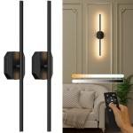 Battery Operated Wall Sconce Set of Two,Wireless Wall Sconces USB Rechargeable Wall Lights with Remote Control,3000K-6000K Dimmable for Bedroom,Background Wall,Living Room,Hallway,Wall Decor,28inch