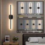 Battery Operated Wall Sconce Set of Two,Wireless Wall Sconces USB Rechargeable Wall Lights with Remote Control,3000K-6000K Dimmable for Bedroom,Background Wall,Living Room,Hallway,Wall Decor,28inch