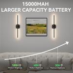 Battery Operated Wall Sconce Set of Two,Wireless Wall Sconces USB Rechargeable Wall Lights with Remote Control,3000K-6000K Dimmable for Bedroom,Background Wall,Living Room,Hallway,Wall Decor,28inch