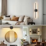 Battery Operated Wall Sconce Set of Two,Wireless Wall Sconces USB Rechargeable Wall Lights with Remote Control,3000K-6000K Dimmable for Bedroom,Background Wall,Living Room,Hallway,Wall Decor,28inch