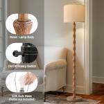 BOBOMOMO 62" Rustic Floor Lamp for Living Room, Retro Farmhouse Floor Lamp Rotary Switch, Resin Standing Lamp for Living Room, Corner, Dining Room, Bedroom, House