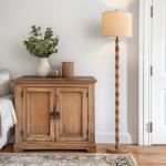 BOBOMOMO 62" Rustic Floor Lamp for Living Room, Retro Farmhouse Floor Lamp Rotary Switch, Resin Standing Lamp for Living Room, Corner, Dining Room, Bedroom, House