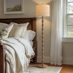 BOBOMOMO 62" Rustic Floor Lamp for Living Room, Retro Farmhouse Floor Lamp Rotary Switch, Resin Standing Lamp for Living Room, Corner, Dining Room, Bedroom, House