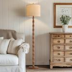 BOBOMOMO 62" Rustic Floor Lamp for Living Room, Retro Farmhouse Floor Lamp Rotary Switch, Resin Standing Lamp for Living Room, Corner, Dining Room, Bedroom, House