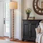 BOBOMOMO 62" Rustic Floor Lamp for Living Room, Retro Farmhouse Floor Lamp Rotary Switch, Resin Standing Lamp for Living Room, Corner, Dining Room, Bedroom, House