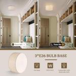 Vexagyle 13inch Semi Flush Mount Ceiling Light Fixture,3-Light Ceiling Mount Drum Light Fixture with Linen Shade,Modern Close to Ceiling Lamps for Living Room, Bedroom, Dining Room,Hallway