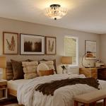 GloMuse Ceiling Lights Semi Flush Mount Ceiling Light Brown Glass Chandeliers Black Base Modern Lighting Light Fixture Suitable for Living Room Kitchen Bedroom Hallway (Bulb Not Included)