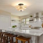 GloMuse Ceiling Lights Semi Flush Mount Ceiling Light Brown Glass Chandeliers Black Base Modern Lighting Light Fixture Suitable for Living Room Kitchen Bedroom Hallway (Bulb Not Included)