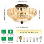 GloMuse Ceiling Lights Semi Flush Mount Ceiling Light Brown Glass Chandeliers Black Base Modern Lighting Light Fixture Suitable for Living Room Kitchen Bedroom Hallway (Bulb Not Included)