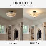 GloMuse Ceiling Lights Semi Flush Mount Ceiling Light Brown Glass Chandeliers Black Base Modern Lighting Light Fixture Suitable for Living Room Kitchen Bedroom Hallway (Bulb Not Included)
