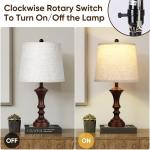 Retro Table Lamps Set of 2 Nightstand Lamp for Bedroom Vintage Rustic Table Lamps for Living Room Traditional Nightstand Bedside Lamps Bulb NOT Included