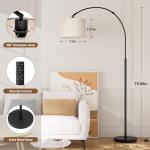 Ambimall 70' Dimmable Arc Floor Lamp with Remote, Color Temperatures and Brightness Adjustable, Arched Floor Lamp with Rotating Head, Over Couch Arched Light for Living Room (Deep Beige and Black)