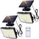 Adiding Solar Outdoor Lights, 202 LEDs Flood Lights with 16.4 ft Cable, Remote Control Solar Motion Sensor Outdoor Lights, 3 Modes Solar Powered Security Lights for Outside Patio, Yard, Garage, 2 Pack