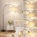 Ambimall 70' Dimmable Arc Floor Lamp with Remote, Color Temperatures and Brightness Adjustable, Arched Floor Lamp with Rotating Head, Over Couch Arched Light for Living Room (Deep Beige and Black)
