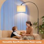 Ambimall 70' Dimmable Arc Floor Lamp with Remote, Color Temperatures and Brightness Adjustable, Arched Floor Lamp with Rotating Head, Over Couch Arched Light for Living Room (Deep Beige and Black)