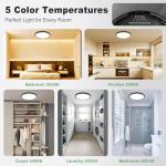 zemty 4Pack LED Flush Mount Ceiling Light, 12Inch 24W Dimmable Ceiling Lights Fixture, 5 Color Temperatures (3000K-6500K) Black Round Ceiling Lamp for Bedroom, Kitchen, Hallway,Bathroom