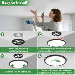 zemty 4Pack LED Flush Mount Ceiling Light, 12Inch 24W Dimmable Ceiling Lights Fixture, 5 Color Temperatures (3000K-6500K) Black Round Ceiling Lamp for Bedroom, Kitchen, Hallway,Bathroom