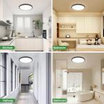 zemty 4Pack LED Flush Mount Ceiling Light, 12Inch 24W Dimmable Ceiling Lights Fixture, 5 Color Temperatures (3000K-6500K) Black Round Ceiling Lamp for Bedroom, Kitchen, Hallway,Bathroom