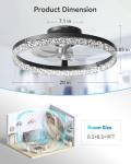 addlon Ceiling Fans with Lights and Remote, 20'' Low Profile Ceiling Fans, 3000-6000K Dimmable Modern Flush Mount LED Fan Light, Fandelier Ceiling Fan for Bedroom, Kitchen, Living Room, Black
