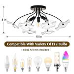 Luvkczc Semi Flush Mount Ceiling Light, Modern Glass Ceiling Light Fixture, Vintage Black Lighting for Kitchen Entryway Hallway Bathroom Bedroom Foyer, 3 Light E12 Socket