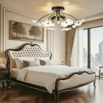 Luvkczc Semi Flush Mount Ceiling Light, Modern Glass Ceiling Light Fixture, Vintage Black Lighting for Kitchen Entryway Hallway Bathroom Bedroom Foyer, 3 Light E12 Socket