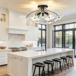 Luvkczc Semi Flush Mount Ceiling Light, Modern Glass Ceiling Light Fixture, Vintage Black Lighting for Kitchen Entryway Hallway Bathroom Bedroom Foyer, 3 Light E12 Socket