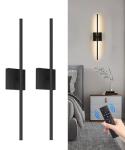 CASGAL Battery Operated Wall Sconce Set of 2, Dimmable Battery Wall Sconce with Remote Control,3000K-6500K LED Wireless Wall Light for Bedroom,Living Room, 26.6 Inch, Black(2 Pack)