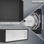 LUXRITE Square LED Up and Down Wall Sconces Set of 2, Metal, 5CCT 2700K | 3000K | 3500K | 4000K | 5000K, Modern Indoor and Outdoor Wall Light, 15W, 1000LM, IP65 Waterproof, ETL Listed - Black