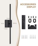 CASGAL Battery Operated Wall Sconce Set of 2, Dimmable Battery Wall Sconce with Remote Control,3000K-6500K LED Wireless Wall Light for Bedroom,Living Room, 26.6 Inch, Black(2 Pack)