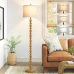 Luvkczc 62" Rustic Floor Lamp with 3 Color Temperatures, Retro Farmhouse Standing Lamp for Living Room, Bedroom, Corner, Dining Room - Rotary Switch Resin Floor Lamps for Home (Brown)