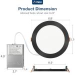 Amico 12 Pack 6 Inch 5CCT Ultra-Thin LED Recessed Ceiling Light with J-Box, 2700K/3000K/3500K/4000K/5000K Selectable, 12W Eqv 110W, Dimmable Canless Downlight, 1050LM High Brightness, Black - ETL