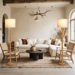 Luvkczc 62" Rustic Floor Lamp with 3 Color Temperatures, Retro Farmhouse Standing Lamp for Living Room, Bedroom, Corner, Dining Room - Rotary Switch Resin Floor Lamps for Home (Brown)