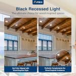 Amico 12 Pack 6 Inch 5CCT Ultra-Thin LED Recessed Ceiling Light with J-Box, 2700K/3000K/3500K/4000K/5000K Selectable, 12W Eqv 110W, Dimmable Canless Downlight, 1050LM High Brightness, Black - ETL