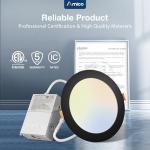 Amico 12 Pack 6 Inch 5CCT Ultra-Thin LED Recessed Ceiling Light with J-Box, 2700K/3000K/3500K/4000K/5000K Selectable, 12W Eqv 110W, Dimmable Canless Downlight, 1050LM High Brightness, Black - ETL