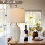USumkky 24 inch Vintage Ceramic Table Lamp - Single Farmhouse Rustic Bedside Lamp with Natural Textured Finish, Nightstand Lamps for Living Room, Bedroom, End Table