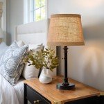 Oneach 19.5" Small Table Lamp for Bedroom - Bedside Lamps for Nightstand, Black Table Lamp for Living Room with Fabric Shade, Desk Reading Lamp for Kids Room Living Room Office Dorm