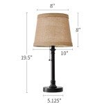 Oneach 19.5" Small Table Lamp for Bedroom - Bedside Lamps for Nightstand, Black Table Lamp for Living Room with Fabric Shade, Desk Reading Lamp for Kids Room Living Room Office Dorm